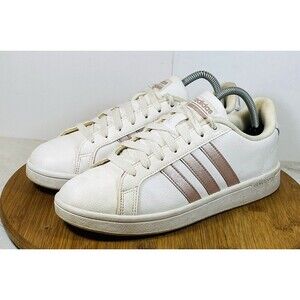 Adidas Shoes Womens 9 Cloudfoam White Rose Gold Lace Up Low Top Casual HWI28Y001